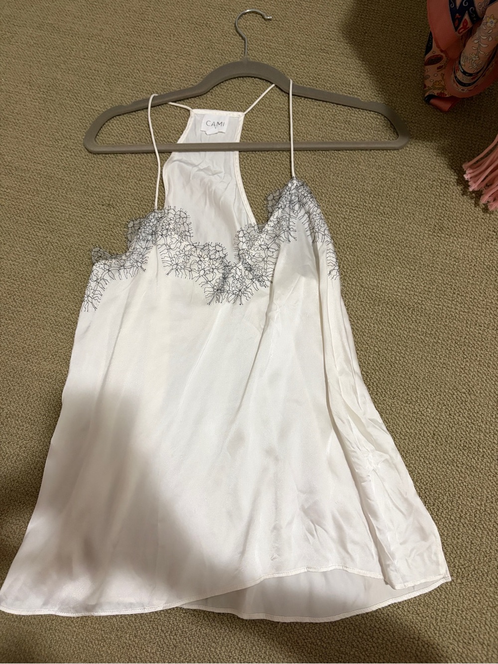 CAMI NYC Ami Lace-Trim Silk Ami Top - White by Ami